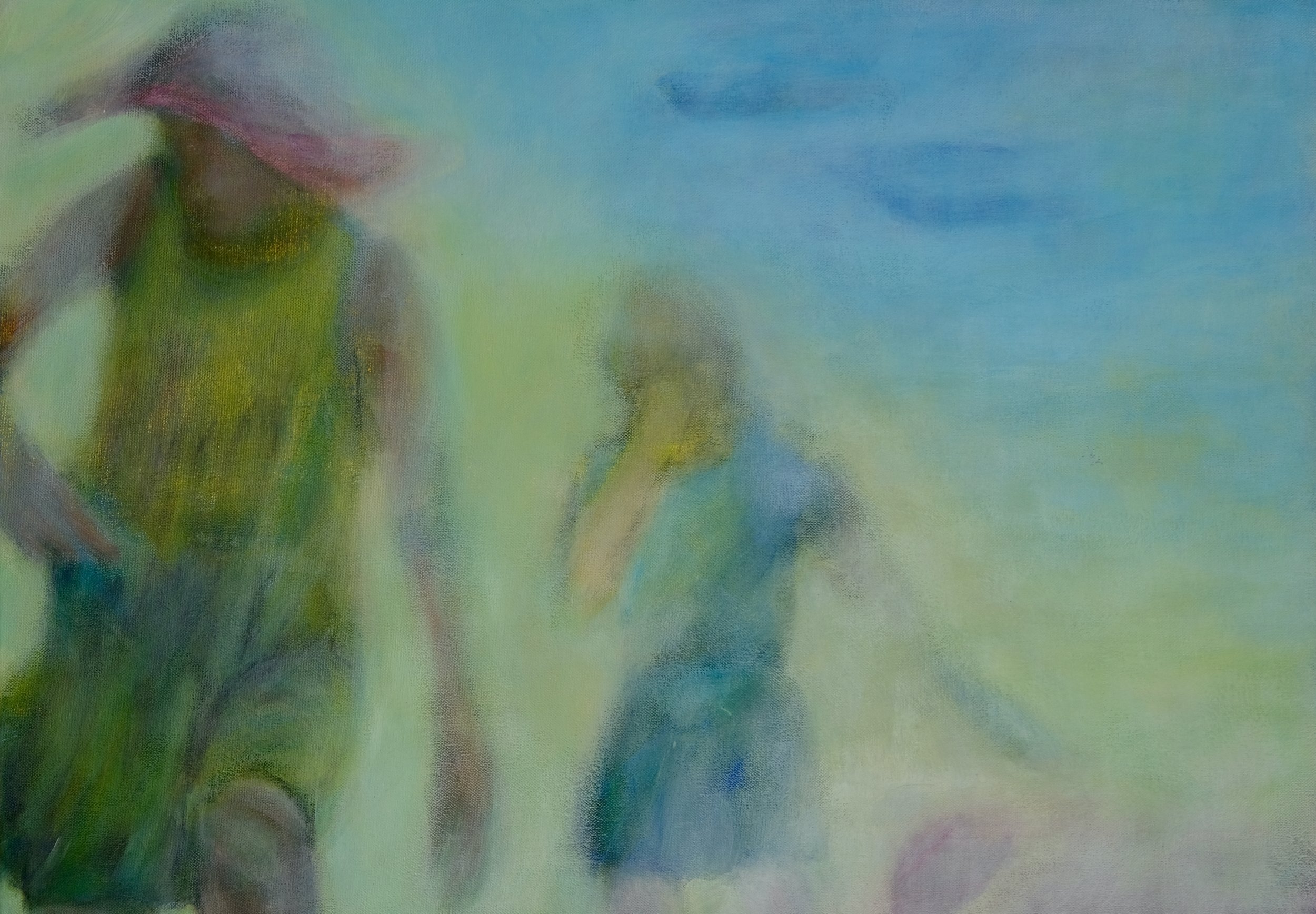 „Sommerhitze“ 50x70, Kohle, Kreide, Acryl auf Leinwand/2022