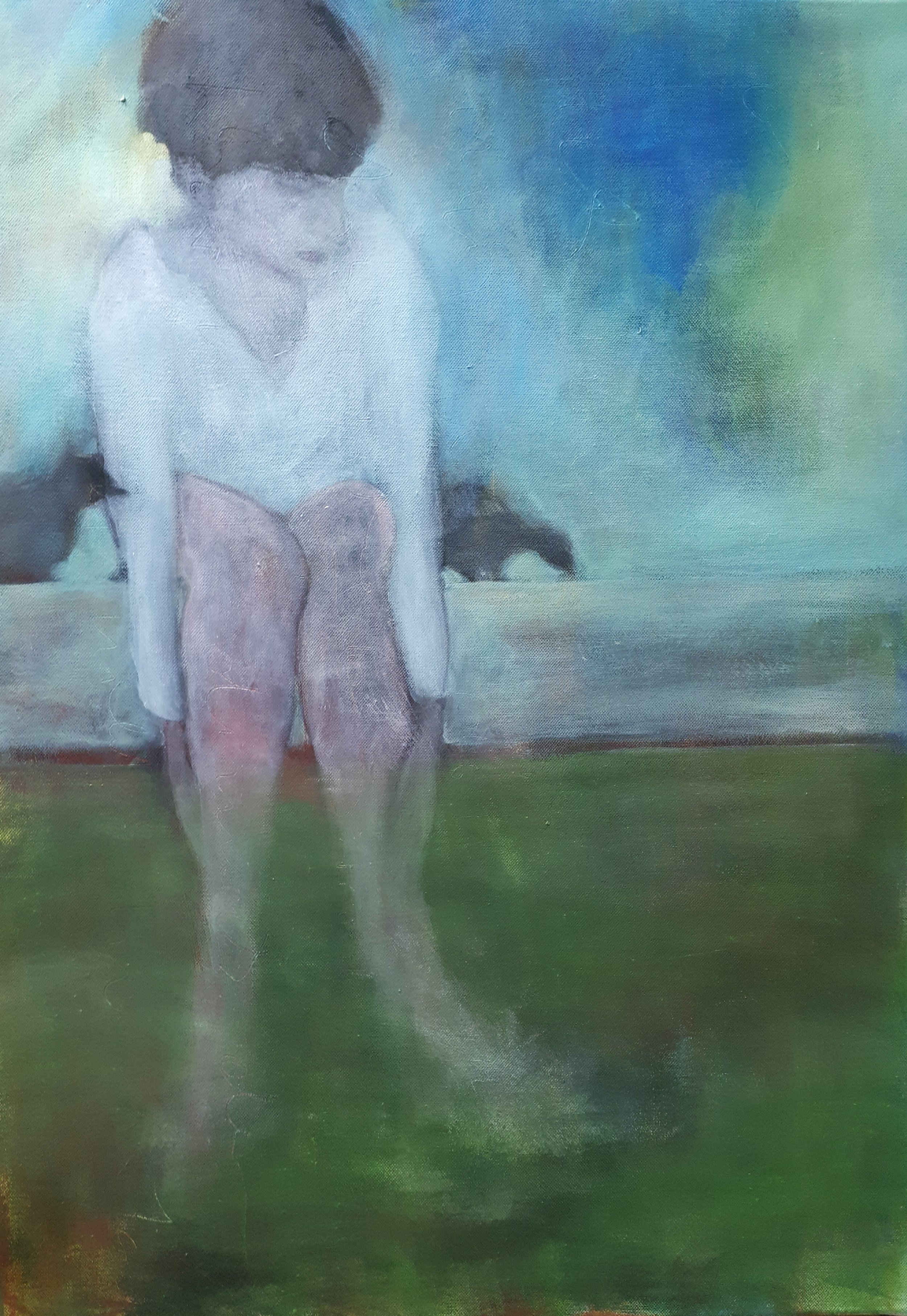 „Wir drei“ 70x50, Kohle, Kreide, Acryl auf Leinwand/2020