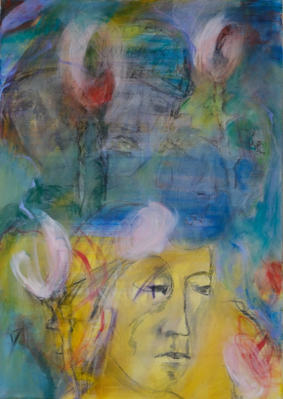 70x50, Kreide, Acryl auf Leinwand/ 2024