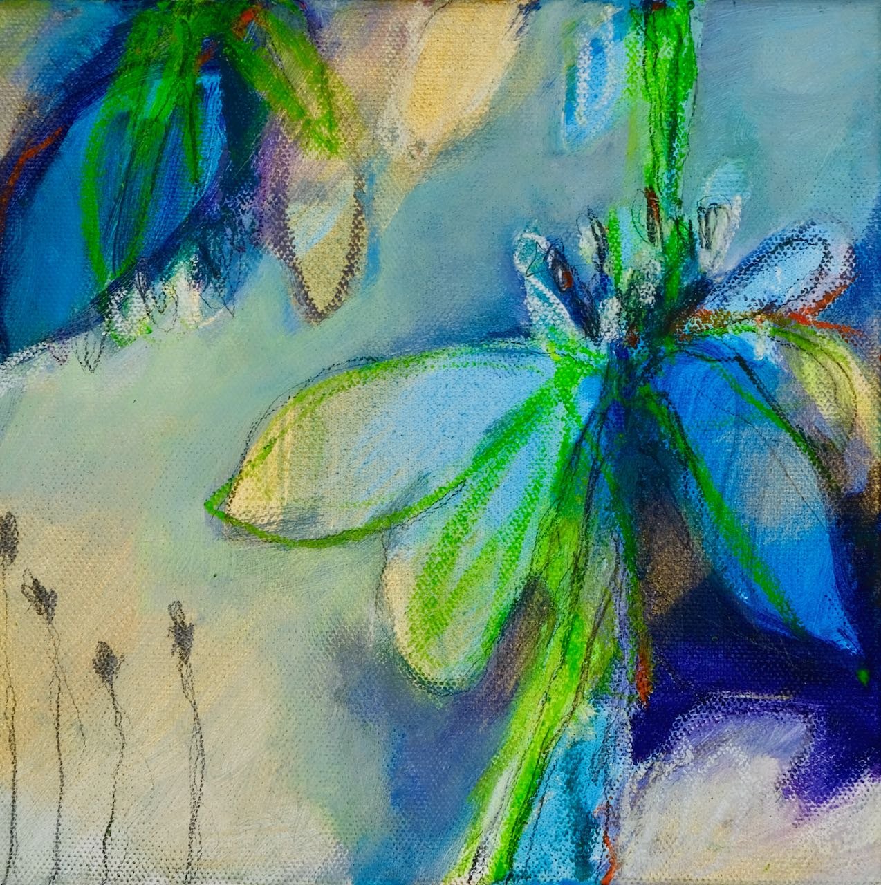 20x20, Tusche, Kreide, Graphit, Acryl auf Leinwand, 2025