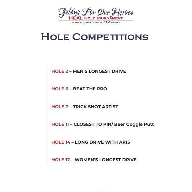 We are ready to see all you fine golfers tomorrow! Here's a sneak peek at the hole competitions- featuring a surprise appearance by trick shot/long drive artist @mikelowegolf !
Registration opens bright and early tomorrow at 7:30 AM - come early a