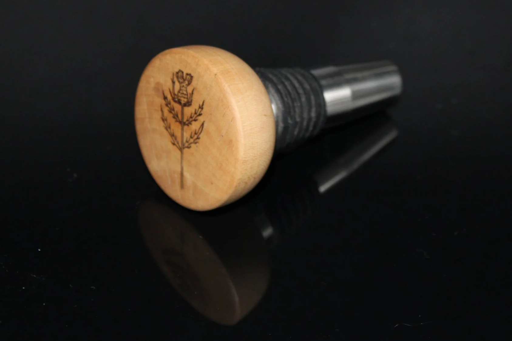 Holly and Chrome Bottle Stopper - Scottish Thistle