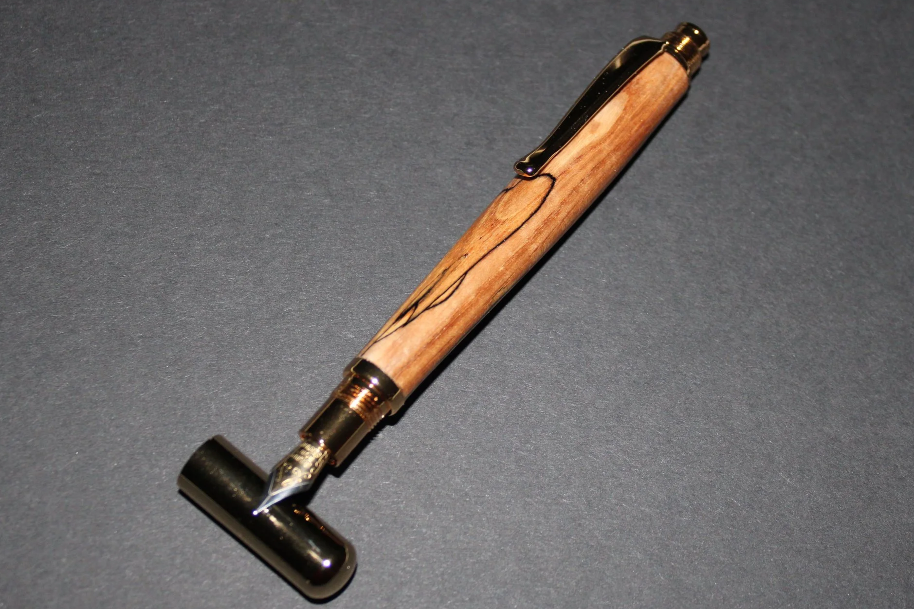 Nibster Fountain Pen Spalted Ash - 24K Gold Plated Nib