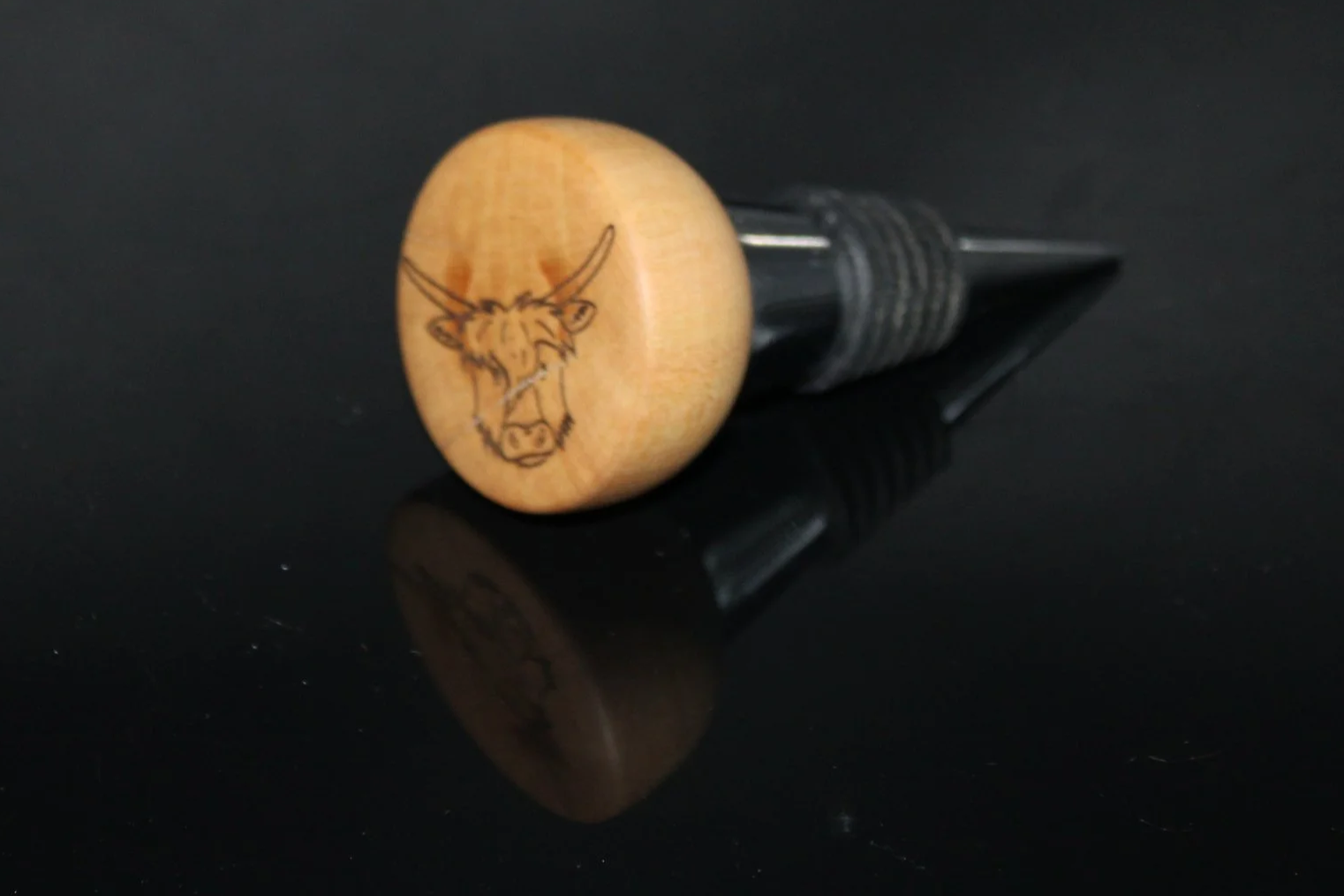 Holly and Chrome Bottle Stopper - Highland Cow