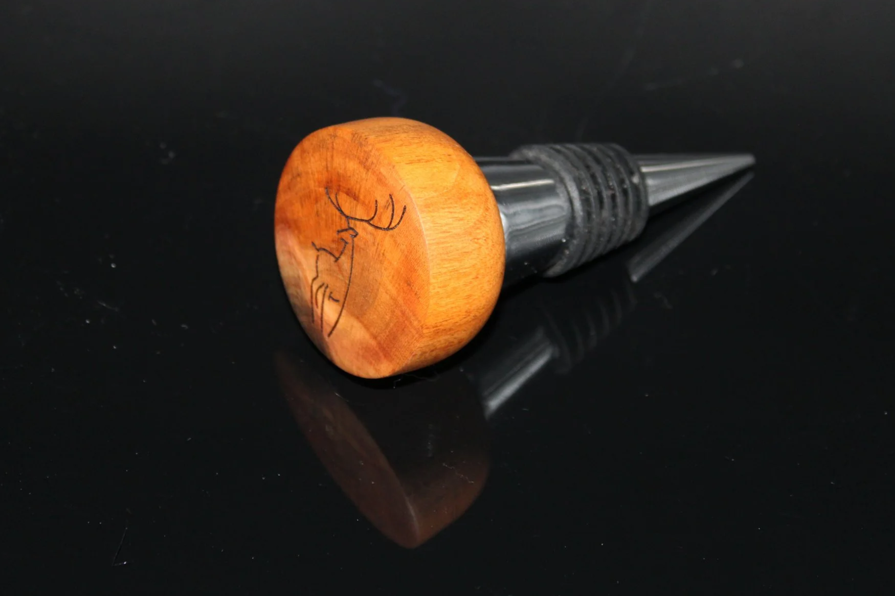 Cherry and Chrome Bottle Stopper - Stag