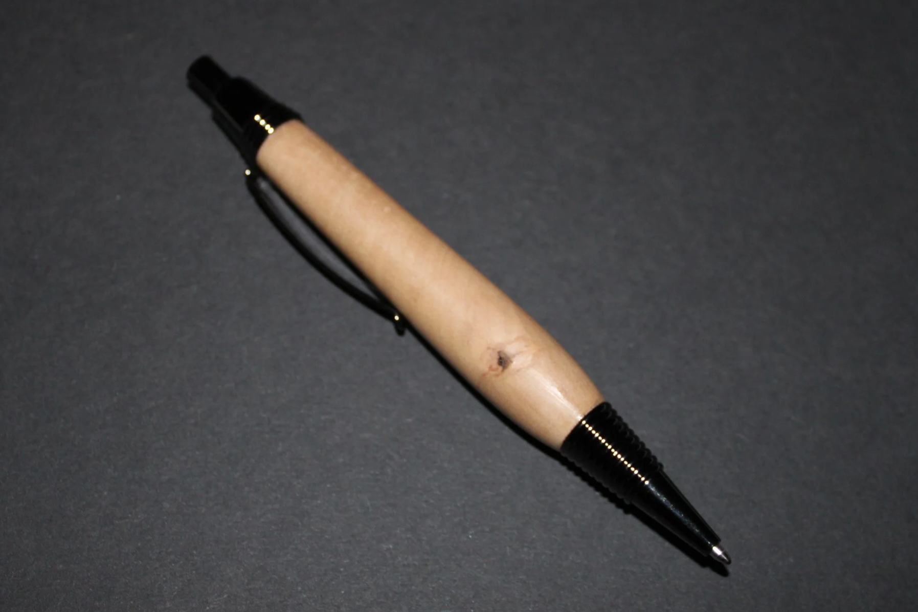 Spiral Gun Metal Click Pen - Elm Wood
