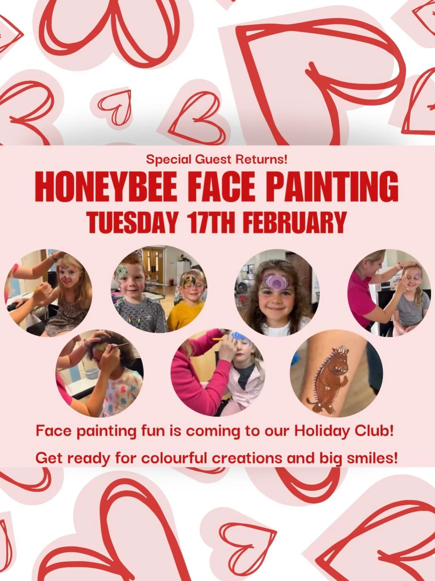 Something special is coming this half term 🎨
The wonderful @honey_bee_face_painting will be here, ready to make faces sparkle and smiles shine ✨
Don&rsquo;t miss out &mdash; book now!