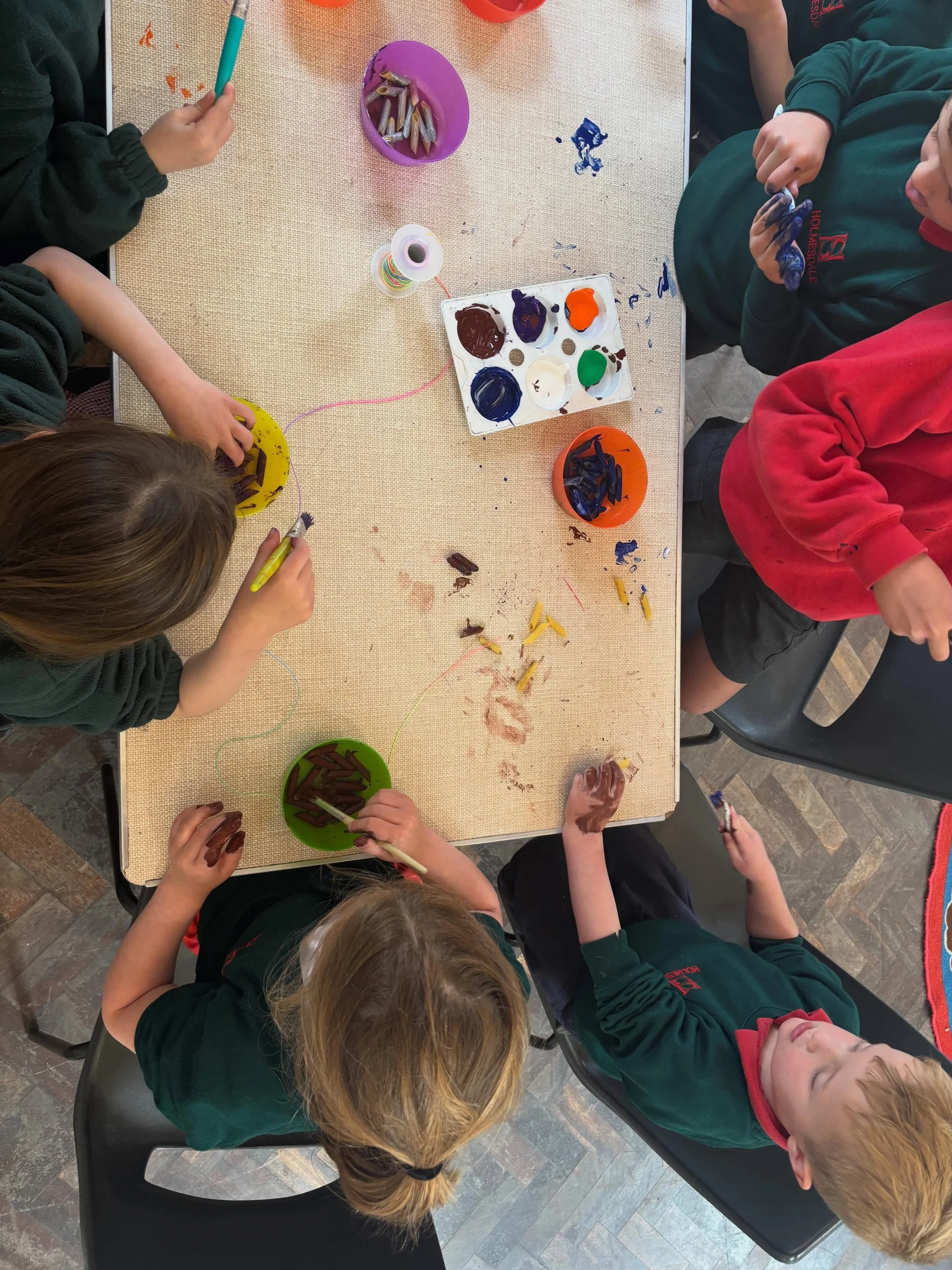 ⭐️So far this week at St Philip&rsquo;s⭐️
We have been getting crafty!
On Monday we made pasta jewellery! The children painted pasta and threaded it on to string, turning them into beautiful bracelets and necklaces! 
On Tuesday the children used some