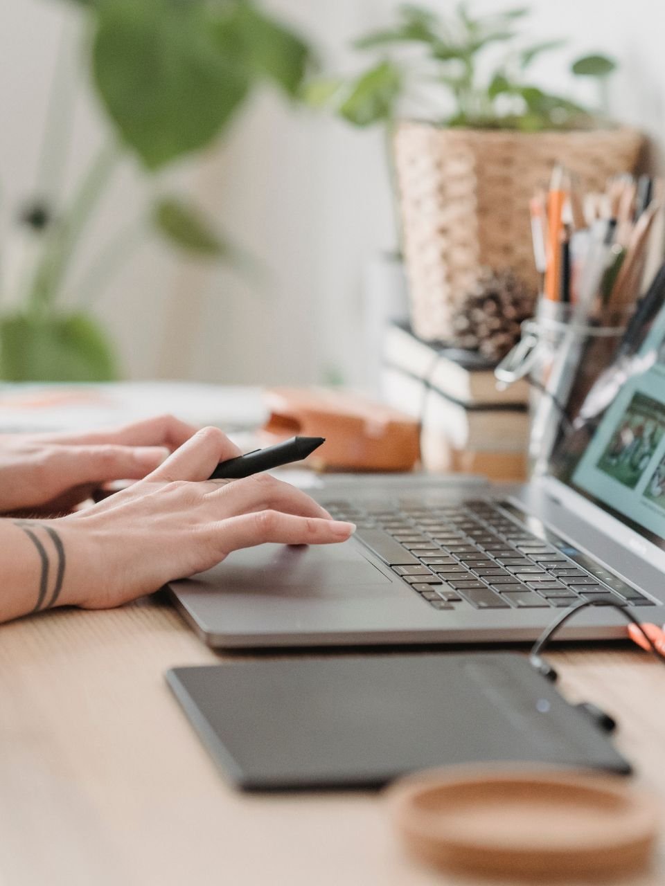 Laptop set up for a secure online therapy session