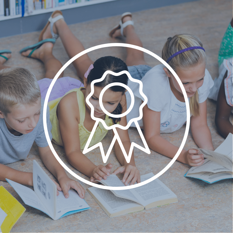 Primary school aged children reading books for the YABBA Fiction for Younger Readers Awards.