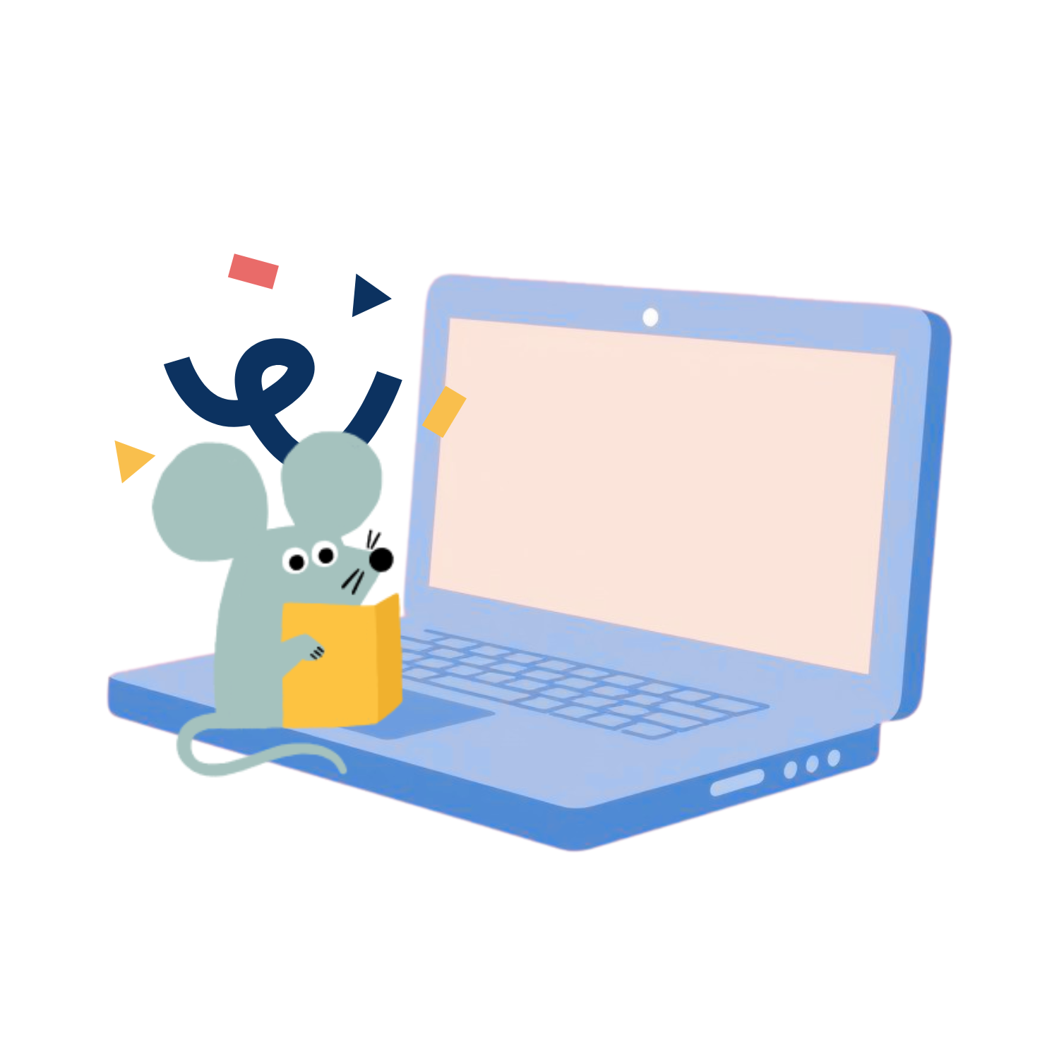 An illustration of children hovering around a laptop showing the YABBA website and encouraging people to nominate their favourite books online.