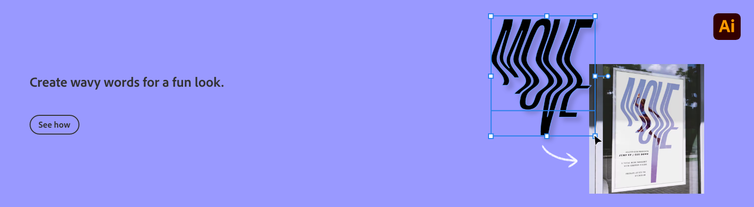 A colorful graphic design with the word "LOUIE" creatively distorted in wavy black and blue text, and a real-life sign with the same design inside a frame, displaying part of an event or advertisement.