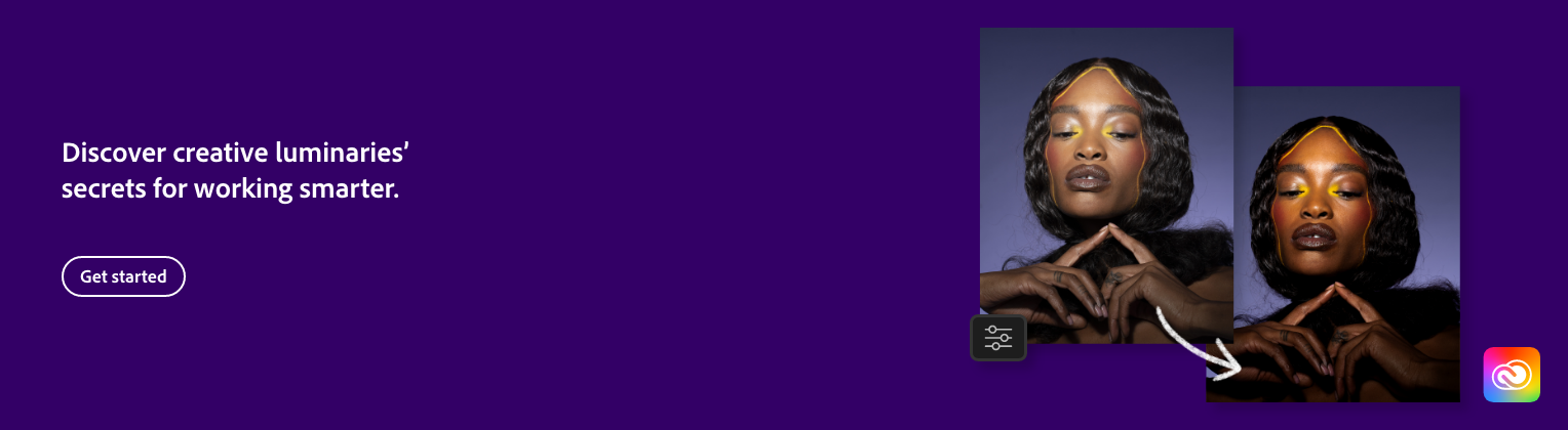 Side-by-side comparison of a portrait of a woman with makeup before and after digital editing, showcasing enhanced lighting and color adjustments.