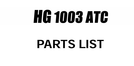 Amada HG1003-ATC Parts List