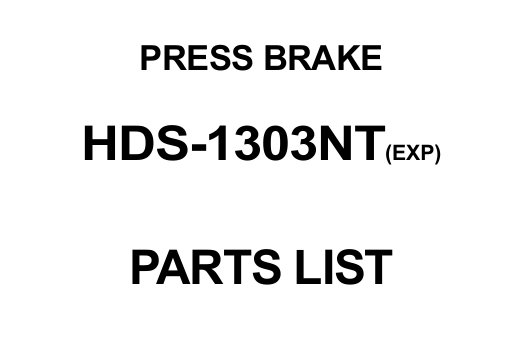 Amada HDS1303-NT Parts List