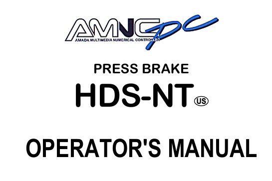 Amada HDS-NT Operator's Manual