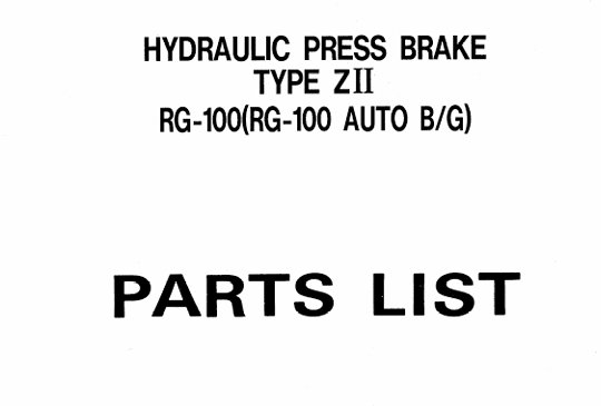 Amada RG-100 Parts List