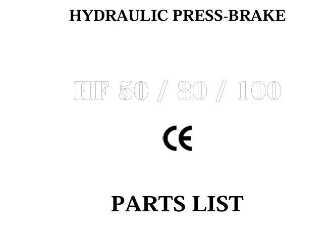 Amada HFE LT Parts List