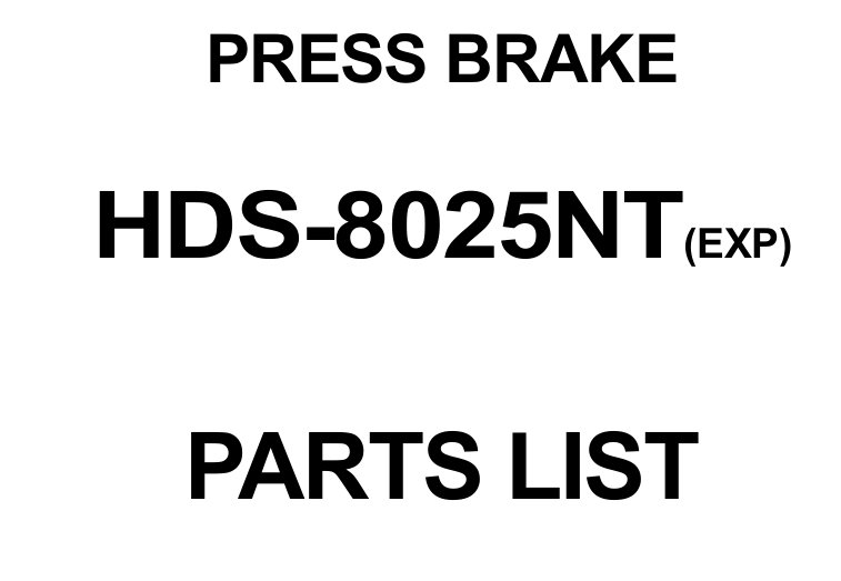 Amada HDS8025-NT Parts List