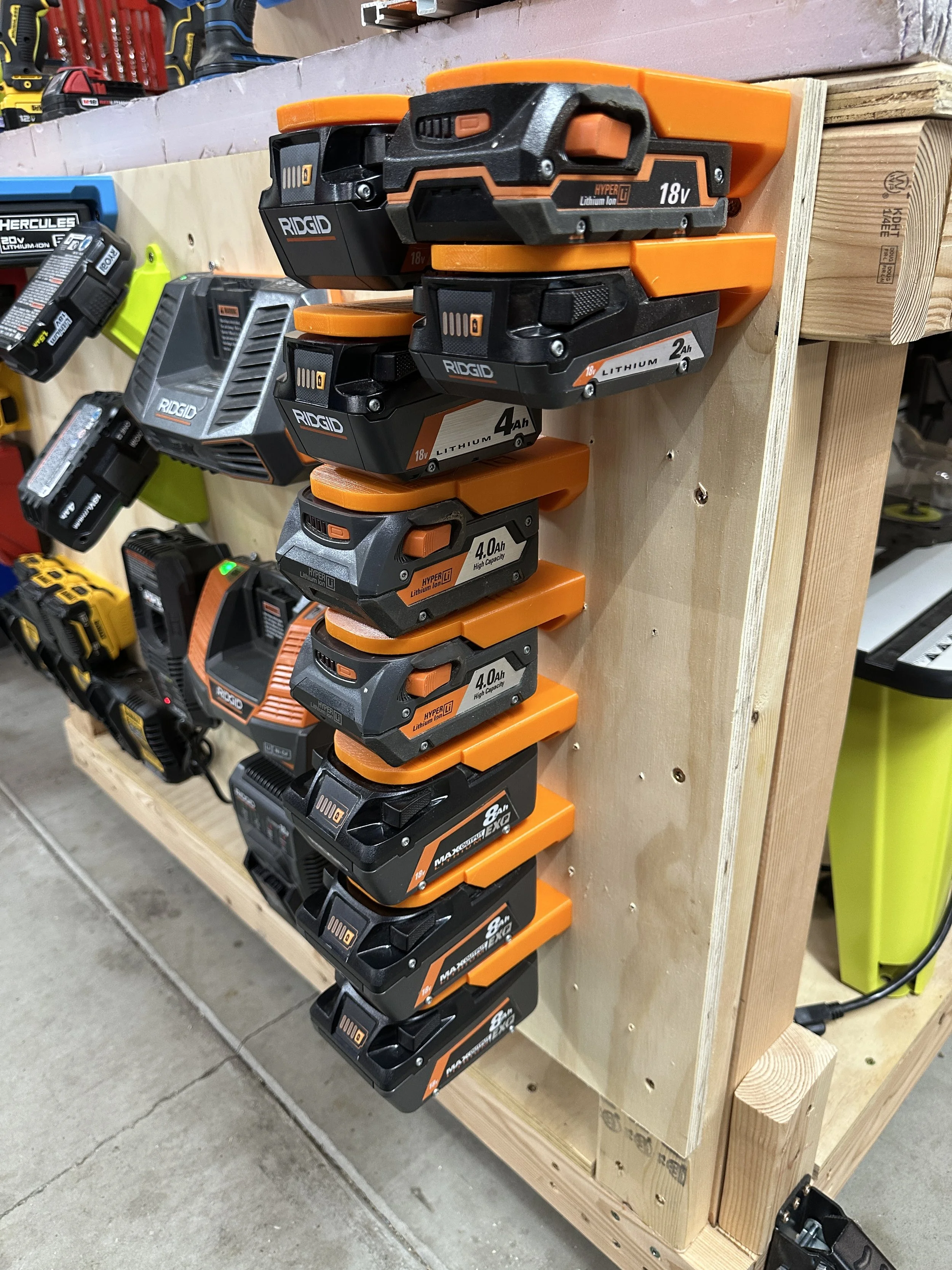 Ridgid 18V Battery Mount Organizer for Garage & Shop