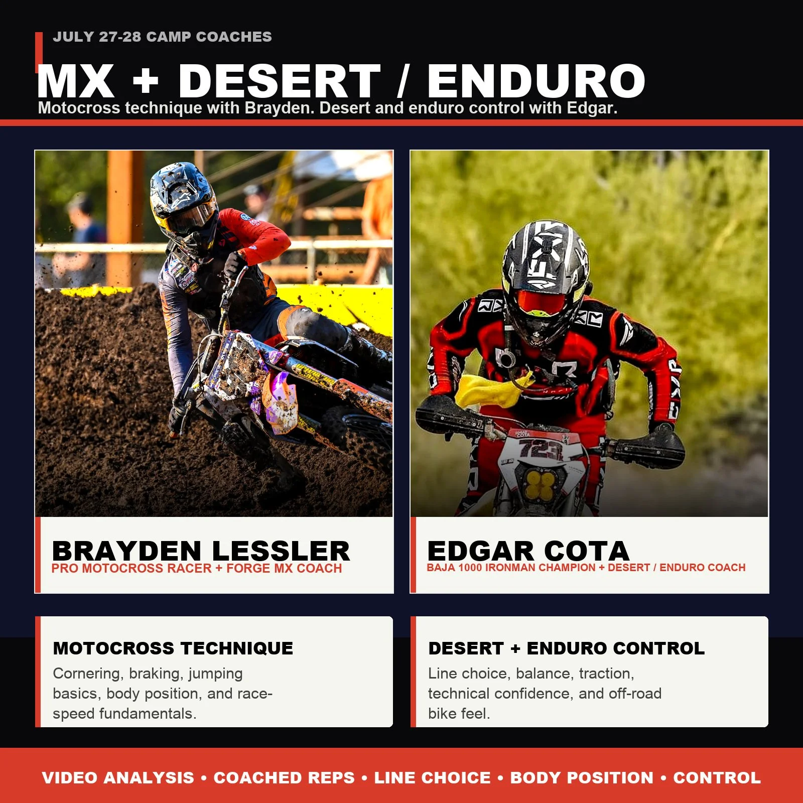 July 27-28 MX + Enduro Camp at Barona Oaks