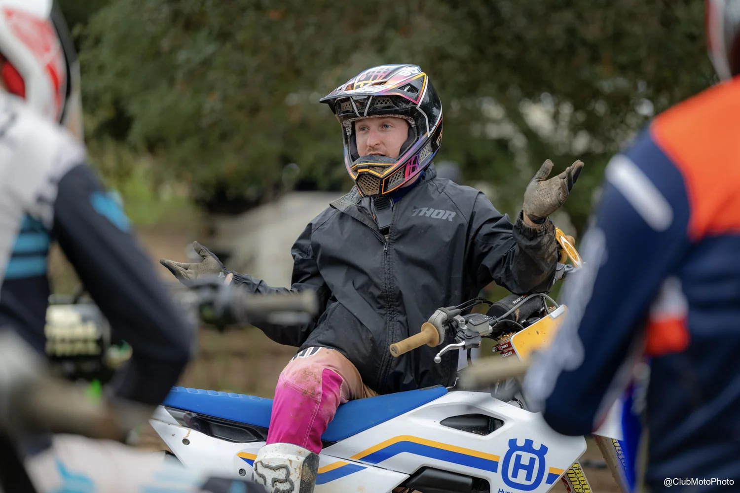 Coach Brayden teaching motocross fundamentals to Forge MX riders