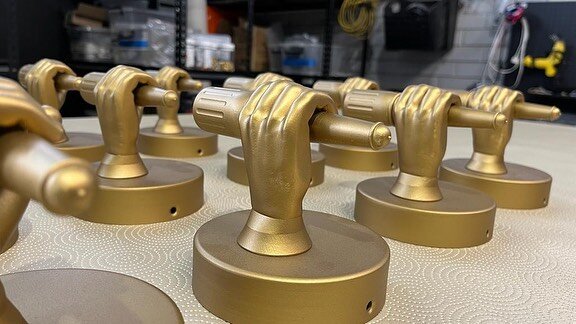 Custom wall lights , 3D printed and and sprayed with actual brass paint from #sculptnouveau . The look was for a brass casting . Our designer Myles done a great job and got the texture spot on. #bras #walllights #lighting #design #3Dprint #custommade