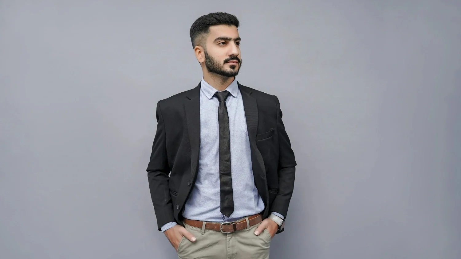 a man wearing formal dress for interview