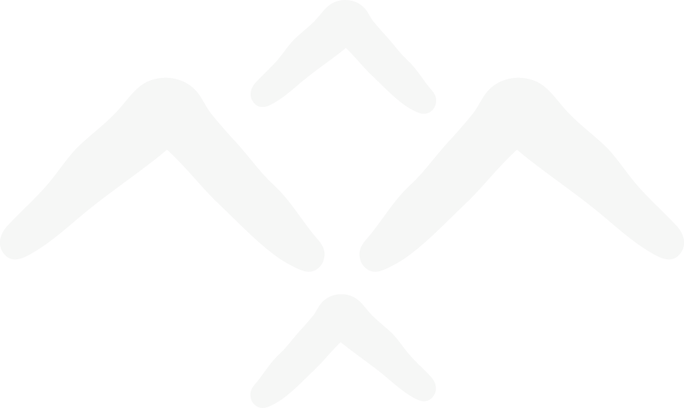 Black background with six white stylized mountain shapes arranged in a pattern.