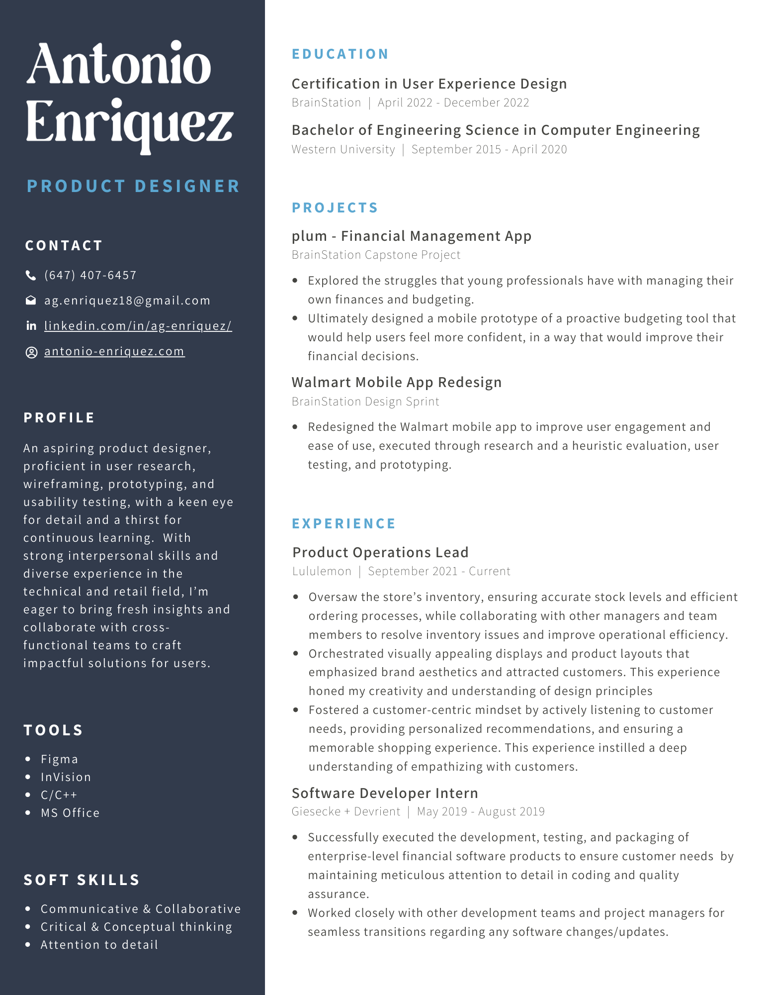 Resume — Antonio Enriquez
