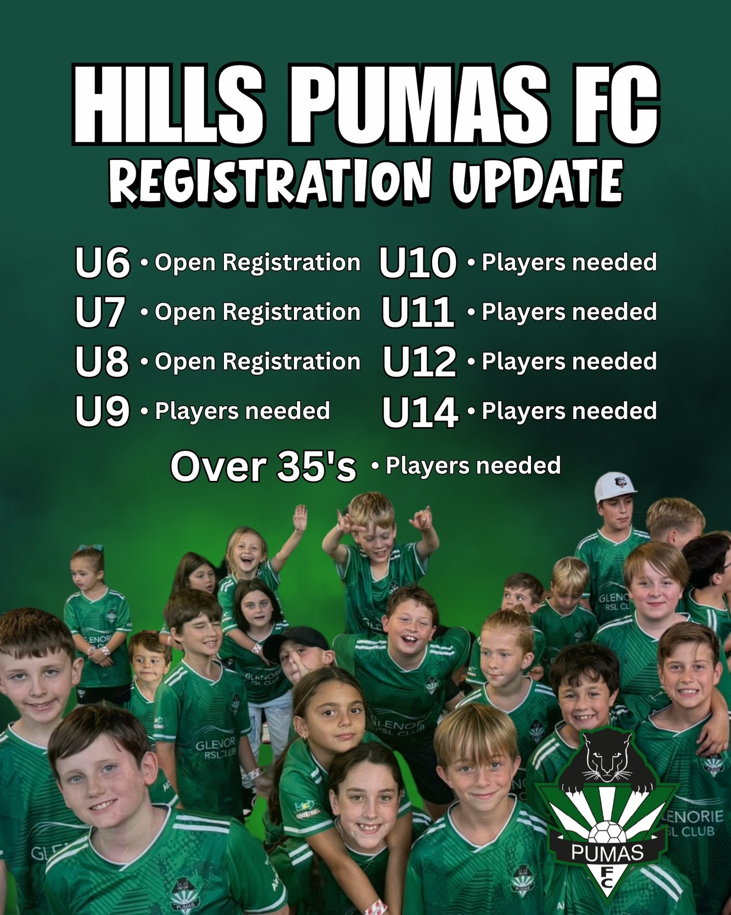 Registrations are still open for the 2026 season
But spots are filling fast 💨

Don&rsquo;t miss out! 

REGISTER NOW 👉 https://www.hillspumas.com.au/registration