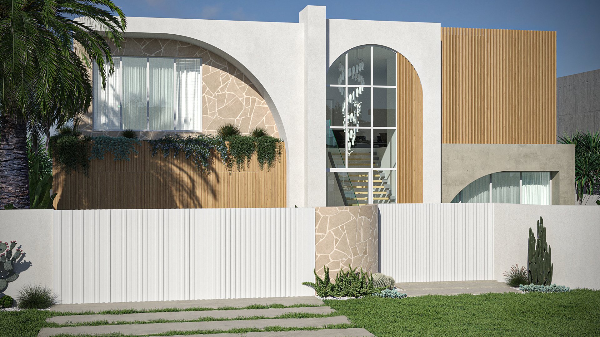 New House Design Front Exterior Close Up Broadbeach Waters QLD 4218 3D Render.jpg