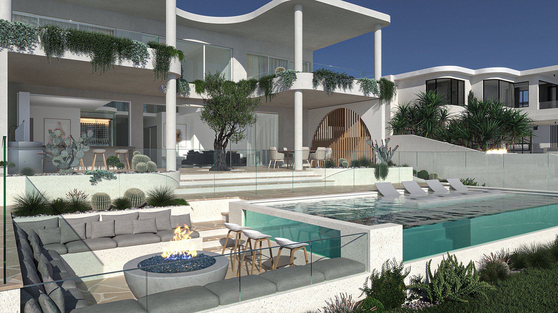 New House Design Pool and Fire Pit Area Broadbeach Waters QLD 4218 3D Render.jpg