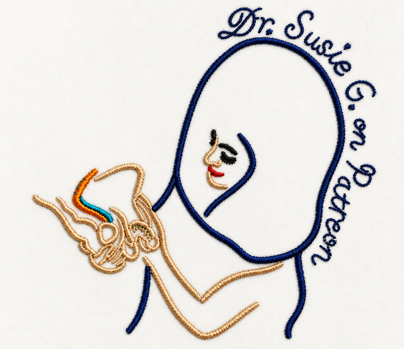 Embroidered cursive on warm ivory fabric.png