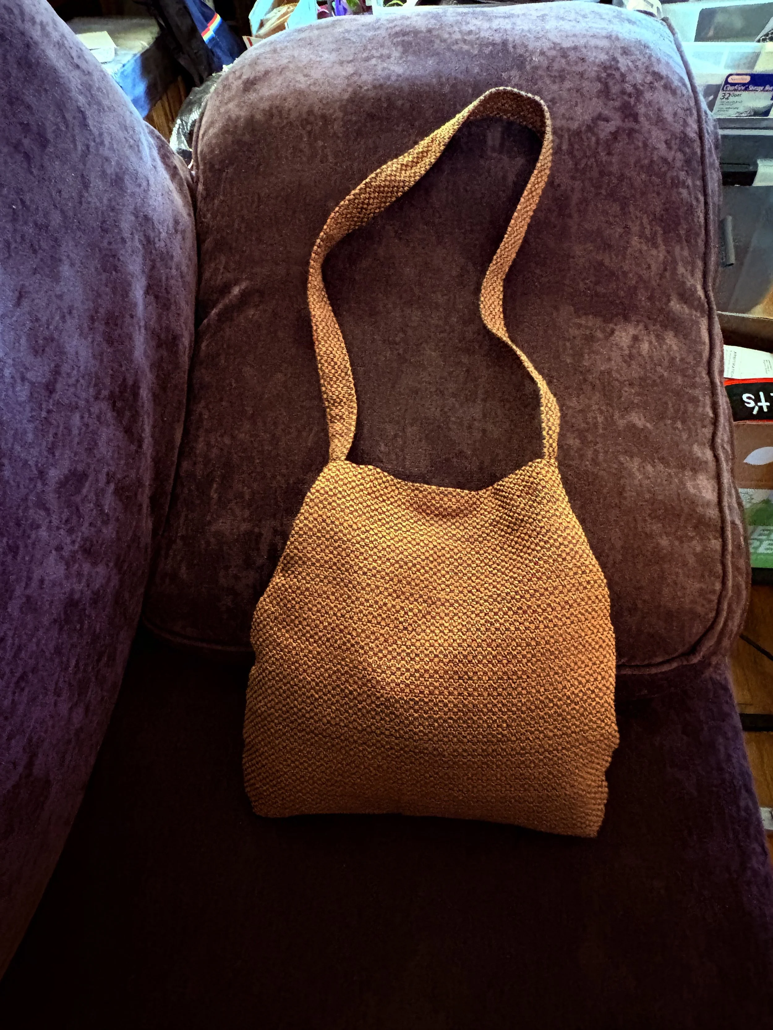 Brown Teardrop Tapestry Crossbody Bag