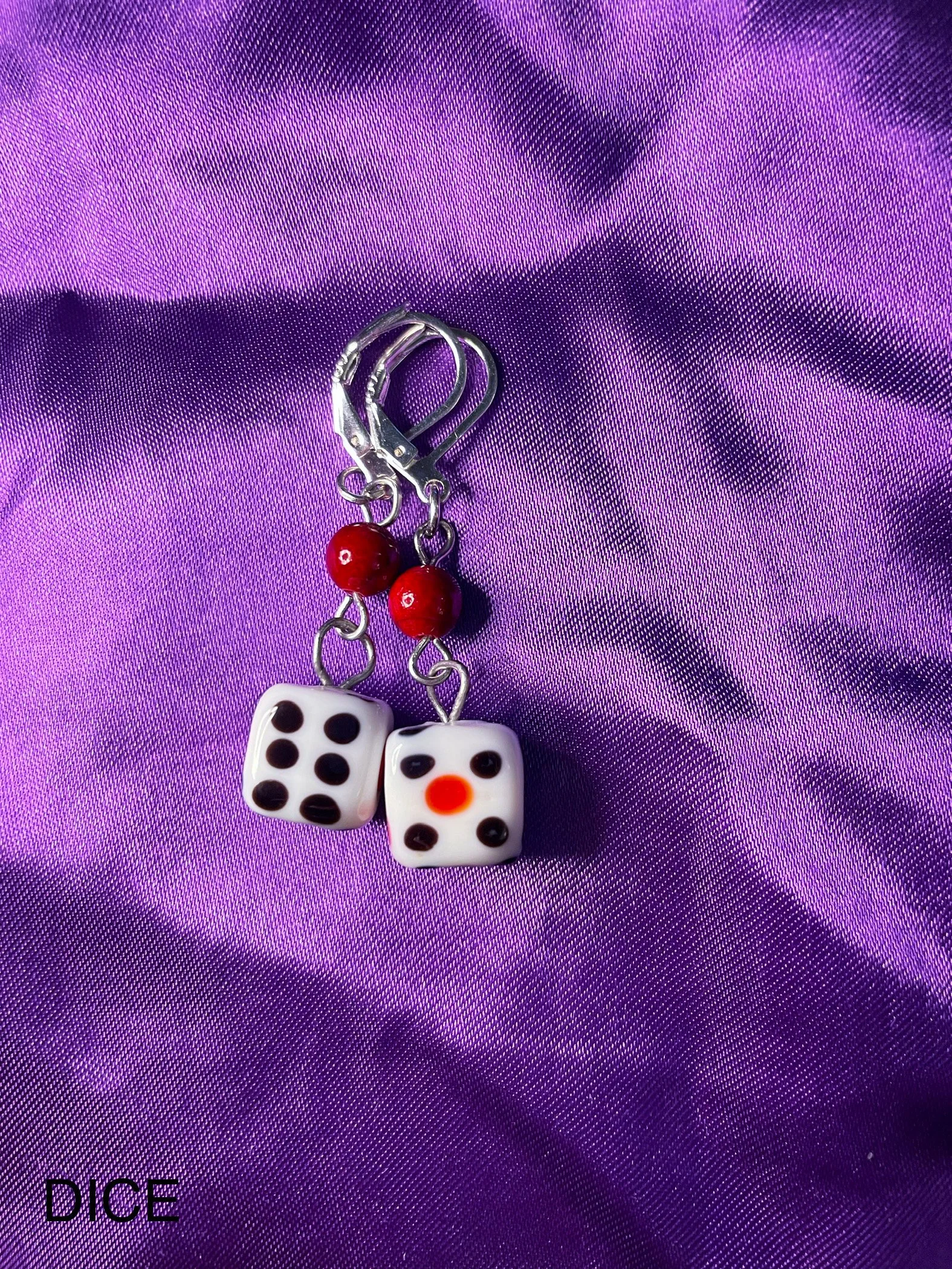 Lampwork Glass 6-Sided Dice Earrings