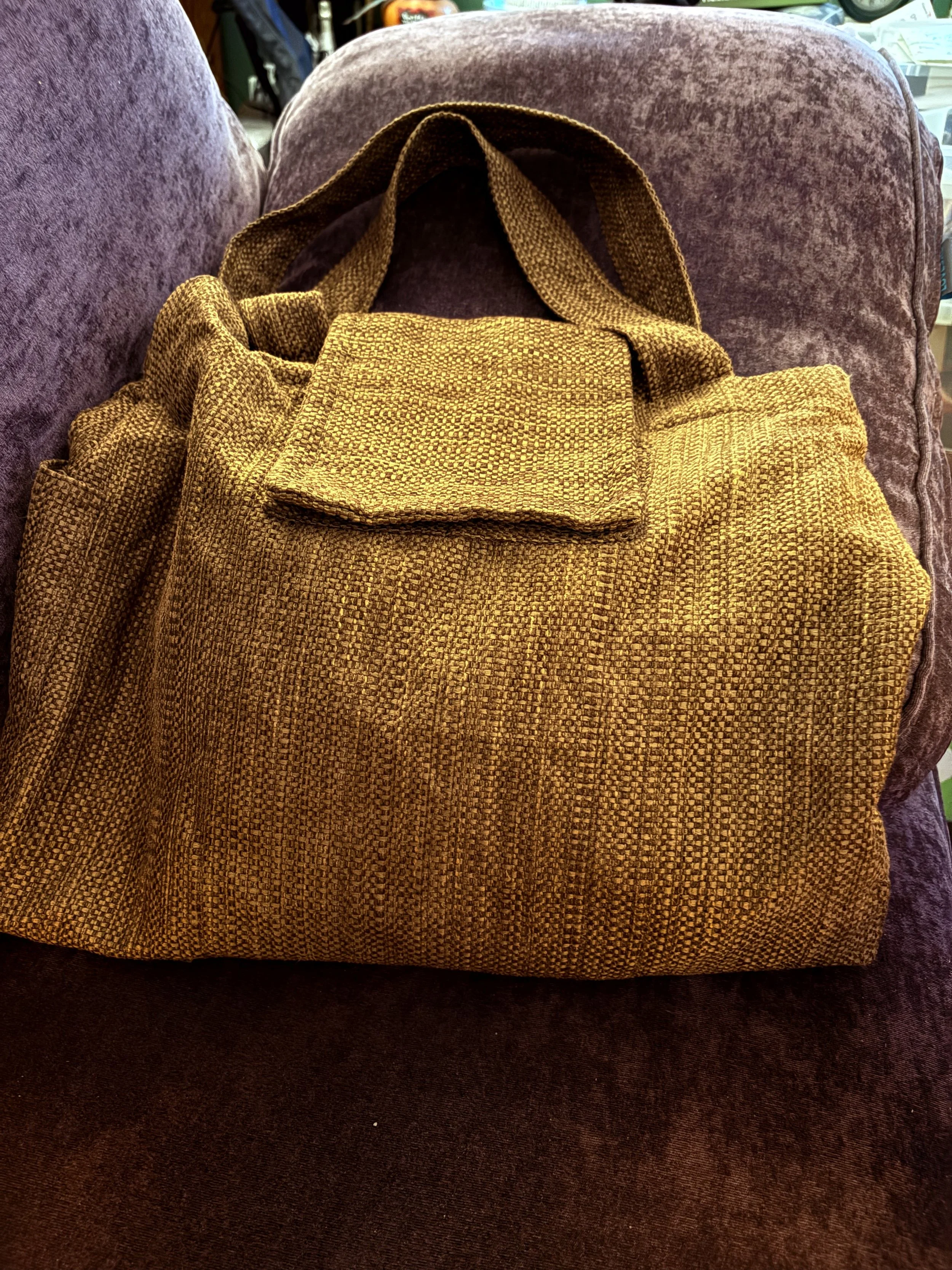 Oversized Brown Tapestry Shoulder Bag/Tote