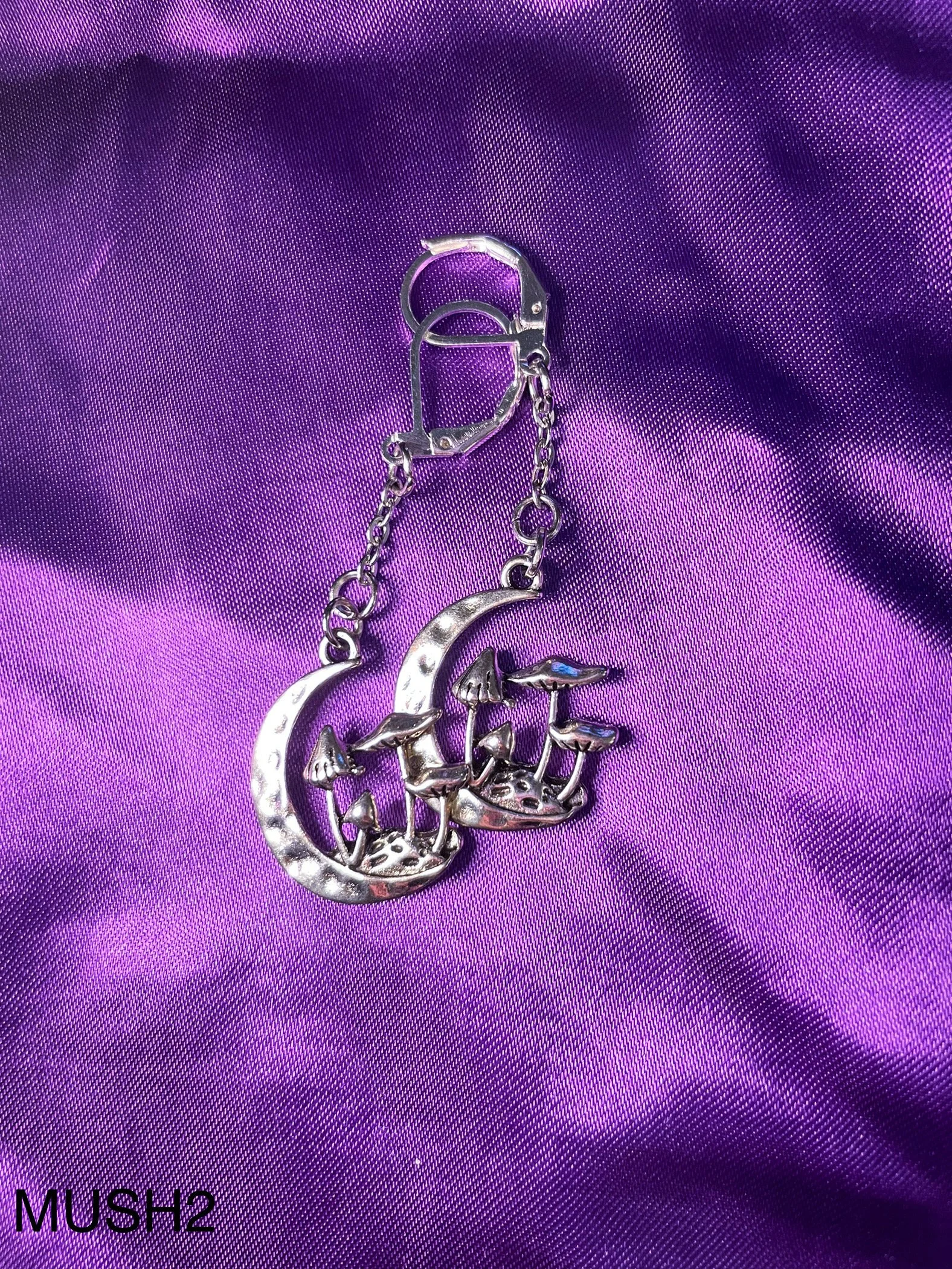 Cottagecore Crescent Moon Mushroom Earrings