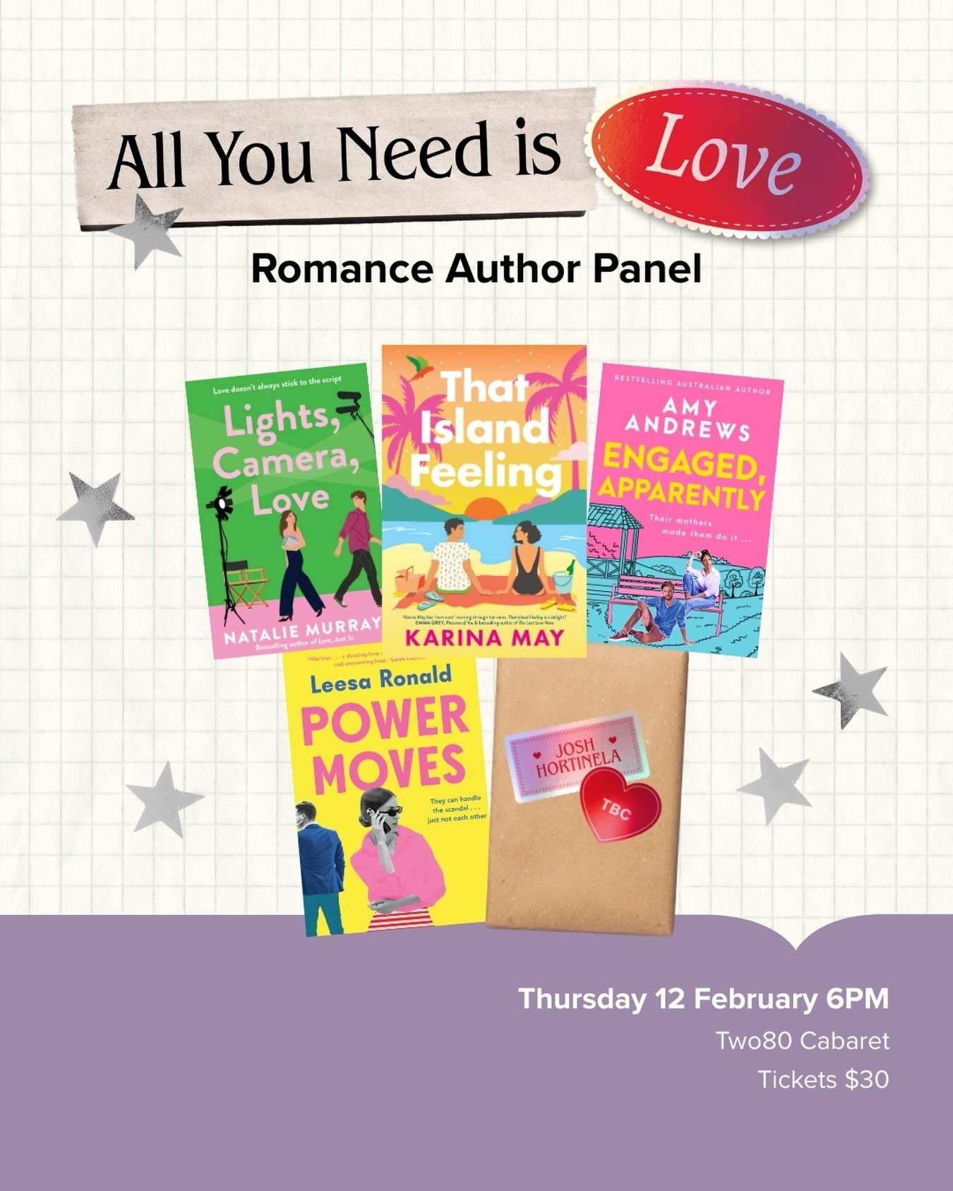 All you need is love... and a room full of romance besties! 😍

I am TOO EXCITED to be hitting the stage on 12 February for the @dymocksbooks Valentine's Day panel, joining the wonderful @_shaewinter and the swoon-worthy storytellers @karinamaywrite,