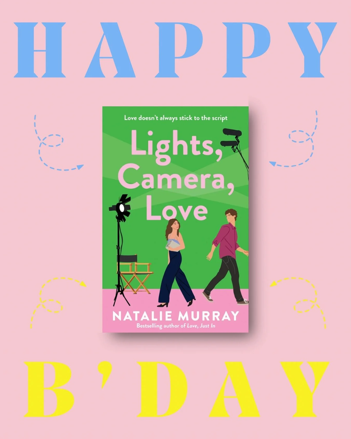 Happy 1st birthday to LIGHTS, CAMERA, LOVE, a grumpy/sunshine romance that smoulders with slow-burn swoon 🫠

🩷 Step Up movie vibes
🩷 Published by @allenandunwin 
🩷 Heart, hope, and emotional depth 

'Natalie Murray at her sizzling best! Lights, C