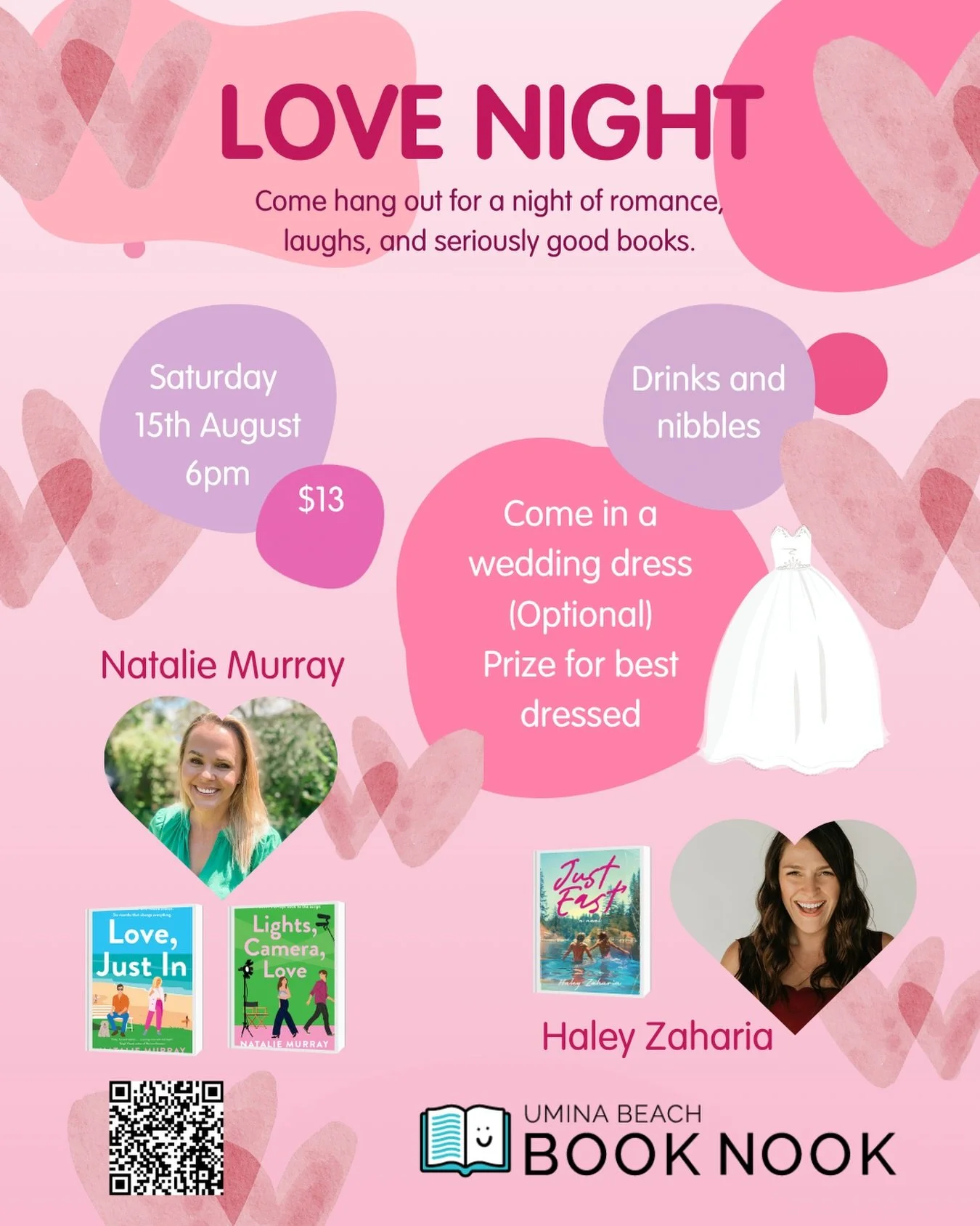 I just bought my wedding dress for this event, and now I&rsquo;m even more ready 😂 #herecomethebrides

Do you live near the beautiful Central Coast of NSW? Come on down and join LOVE NIGHT at the fabulous @uminabeachbooknook on Saturday, 15 August. 