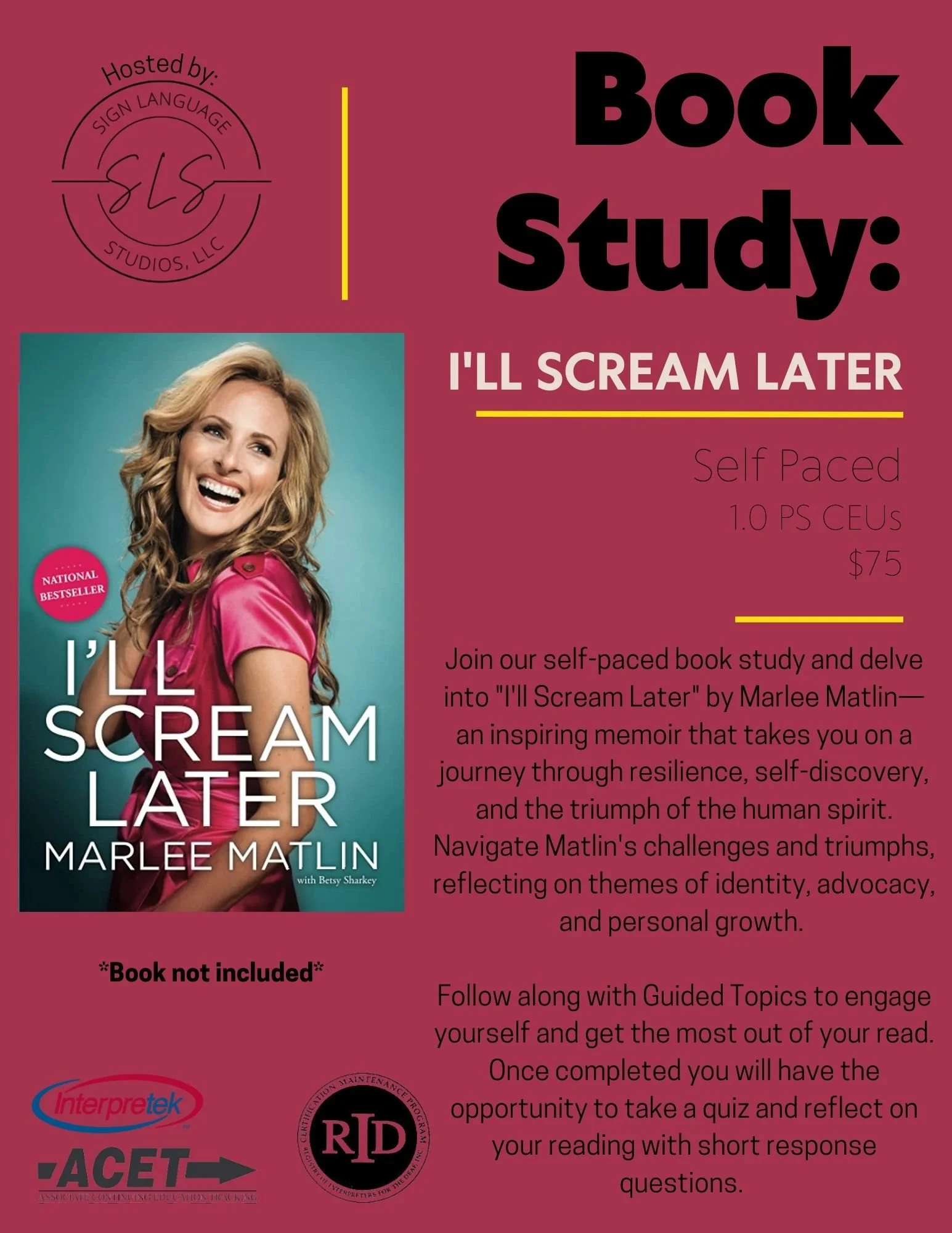 Book Study: I'll Scream Later — Sign Language Studios, LLC