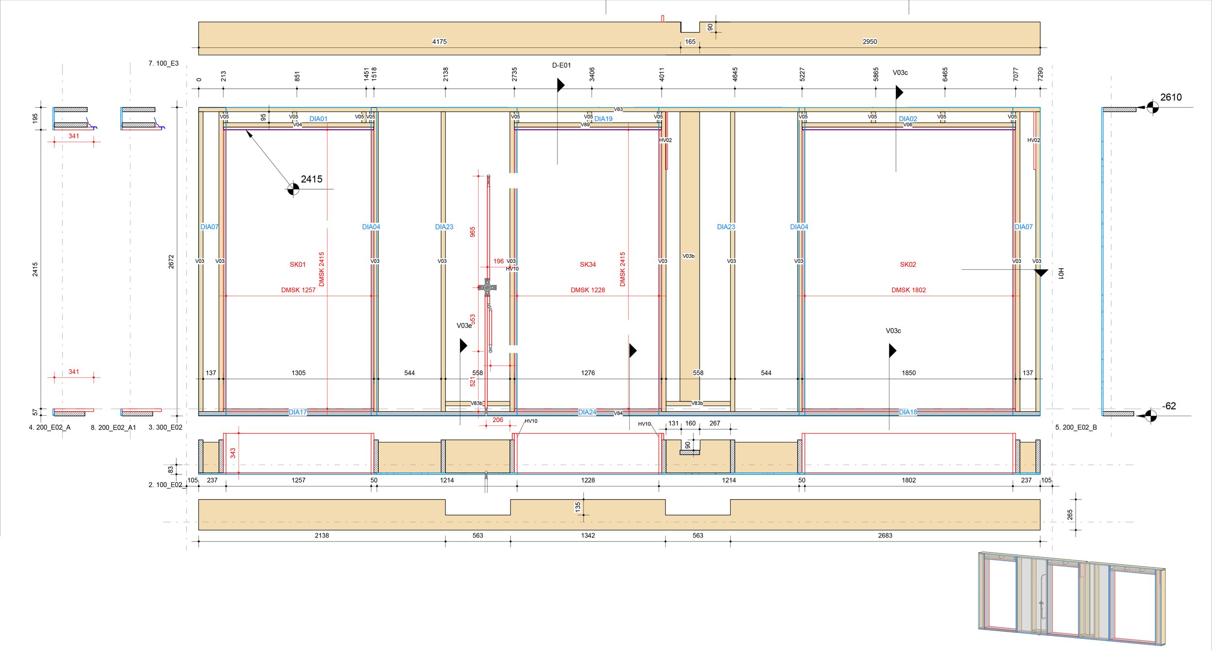 de werktekening voor een HSB komt rechtstreeks uit het model