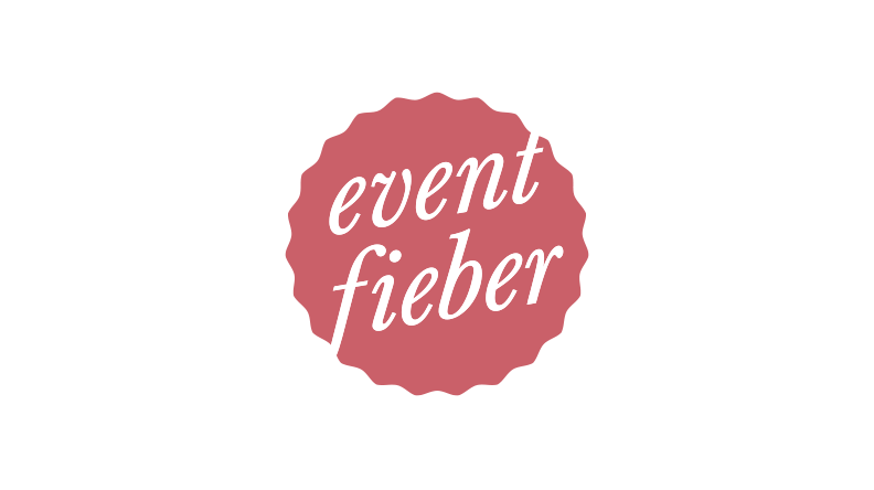 Ein rotes Emblem mit abgerundeten Kanten, darin steht in weißer Schrift 'event fever'.