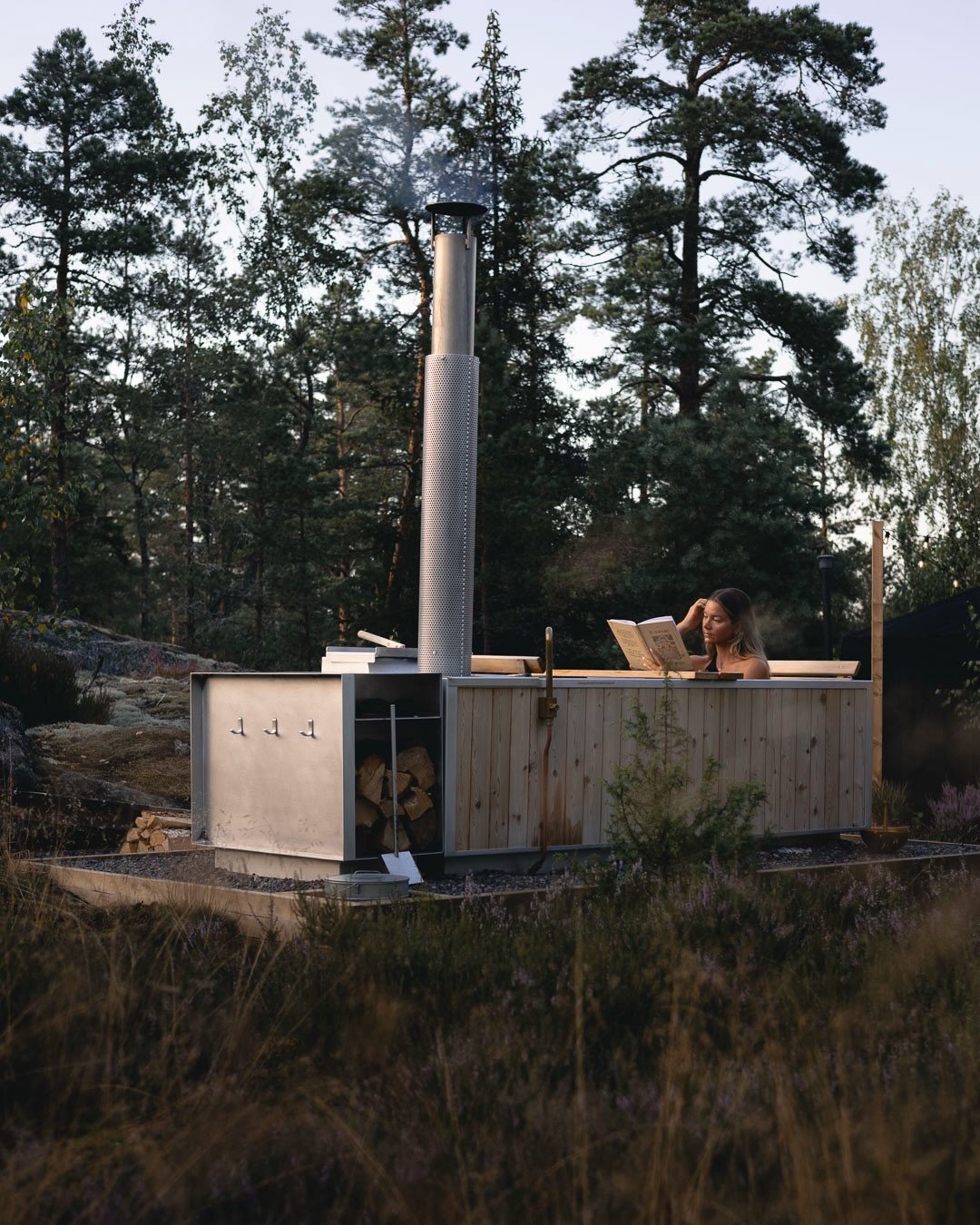 Three hours to fill and heat.
A ritual in itself.

The wood-fired soak tub at Hideaway South. 🌾