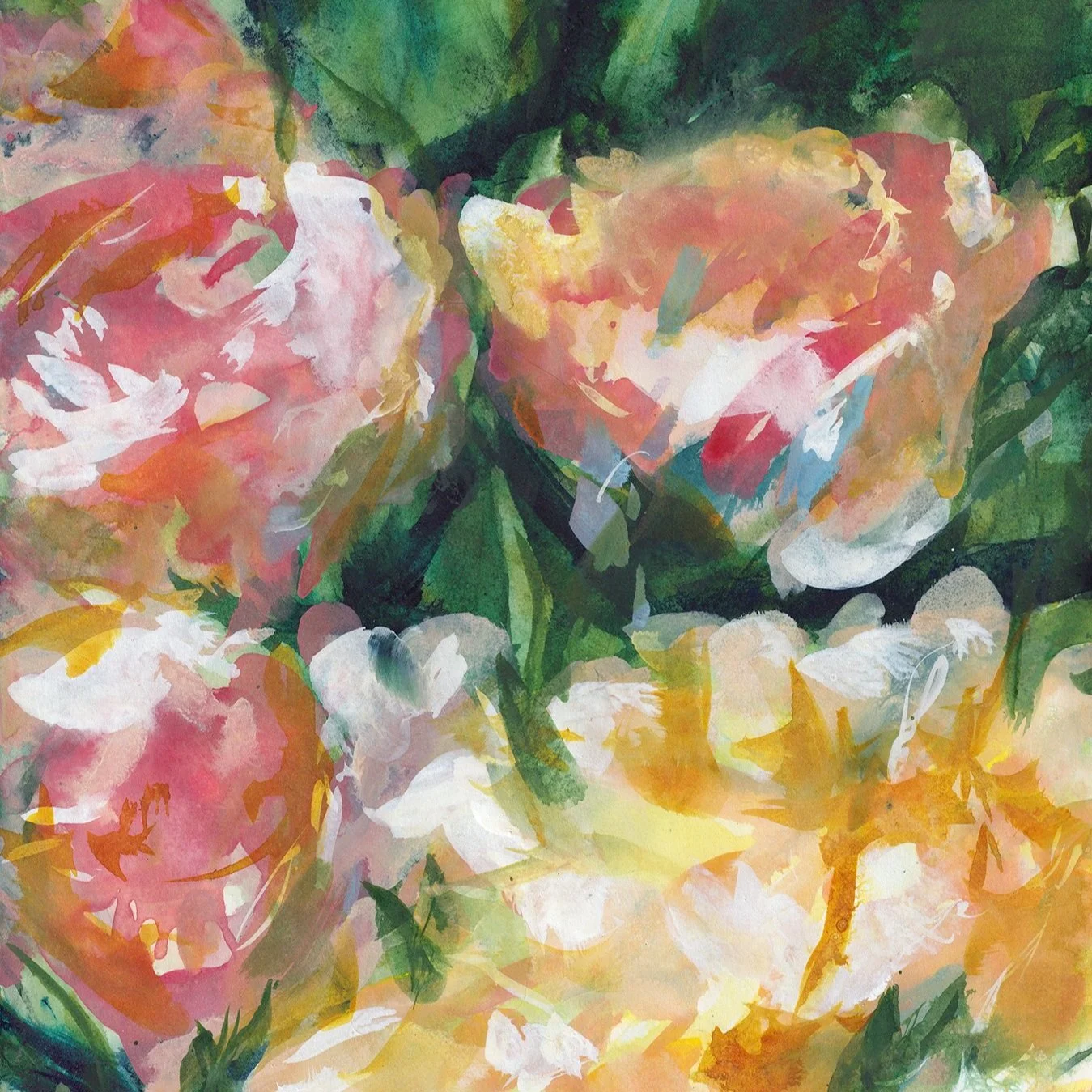 Roses - Yellow and pink (12x16)