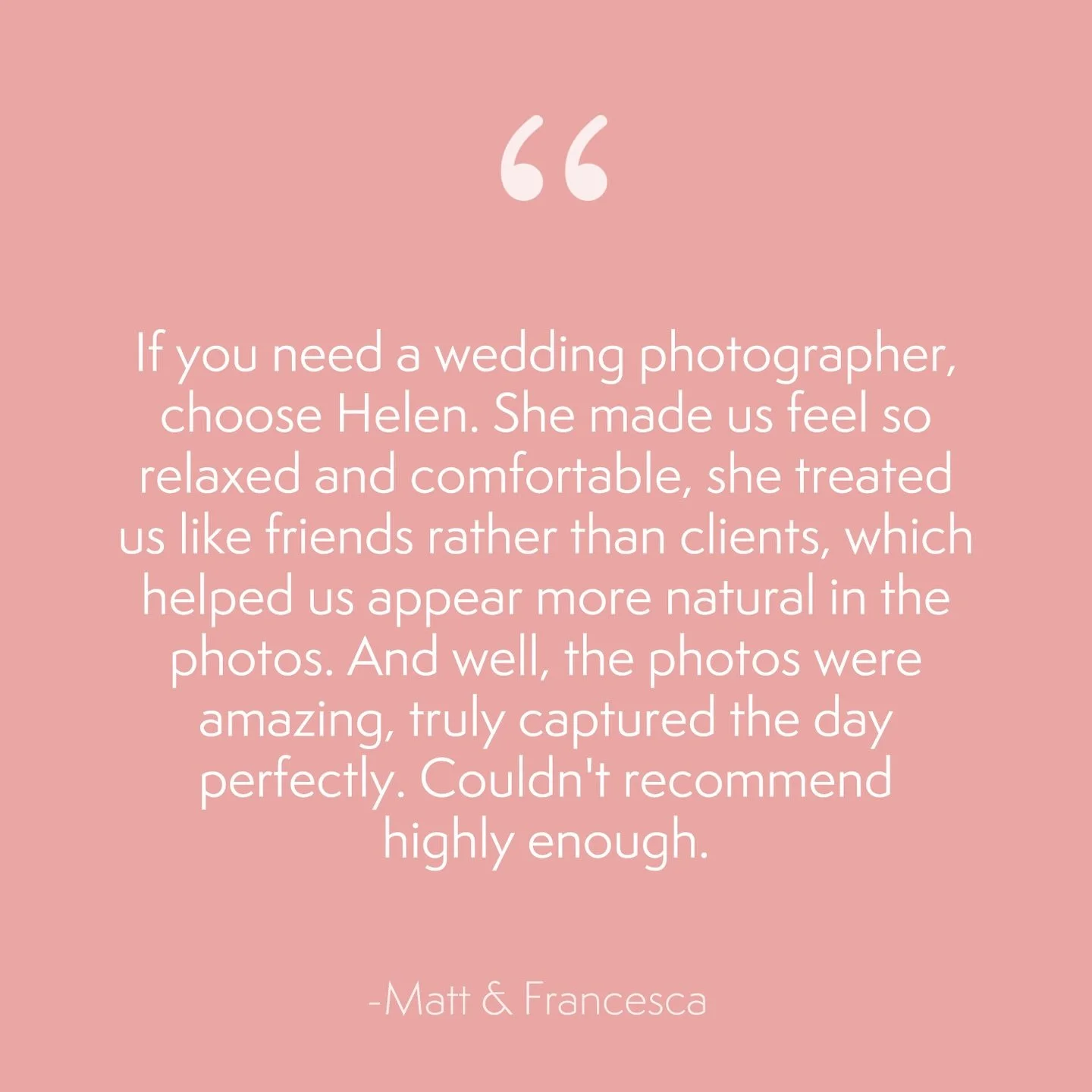 Such a lovely review to receive 🤍

Thank you Matt &amp; Francesca &mdash; it was an absolute pleasure to be part of your wedding day! ✨

#lovelywords #5starreview #weddingphotography