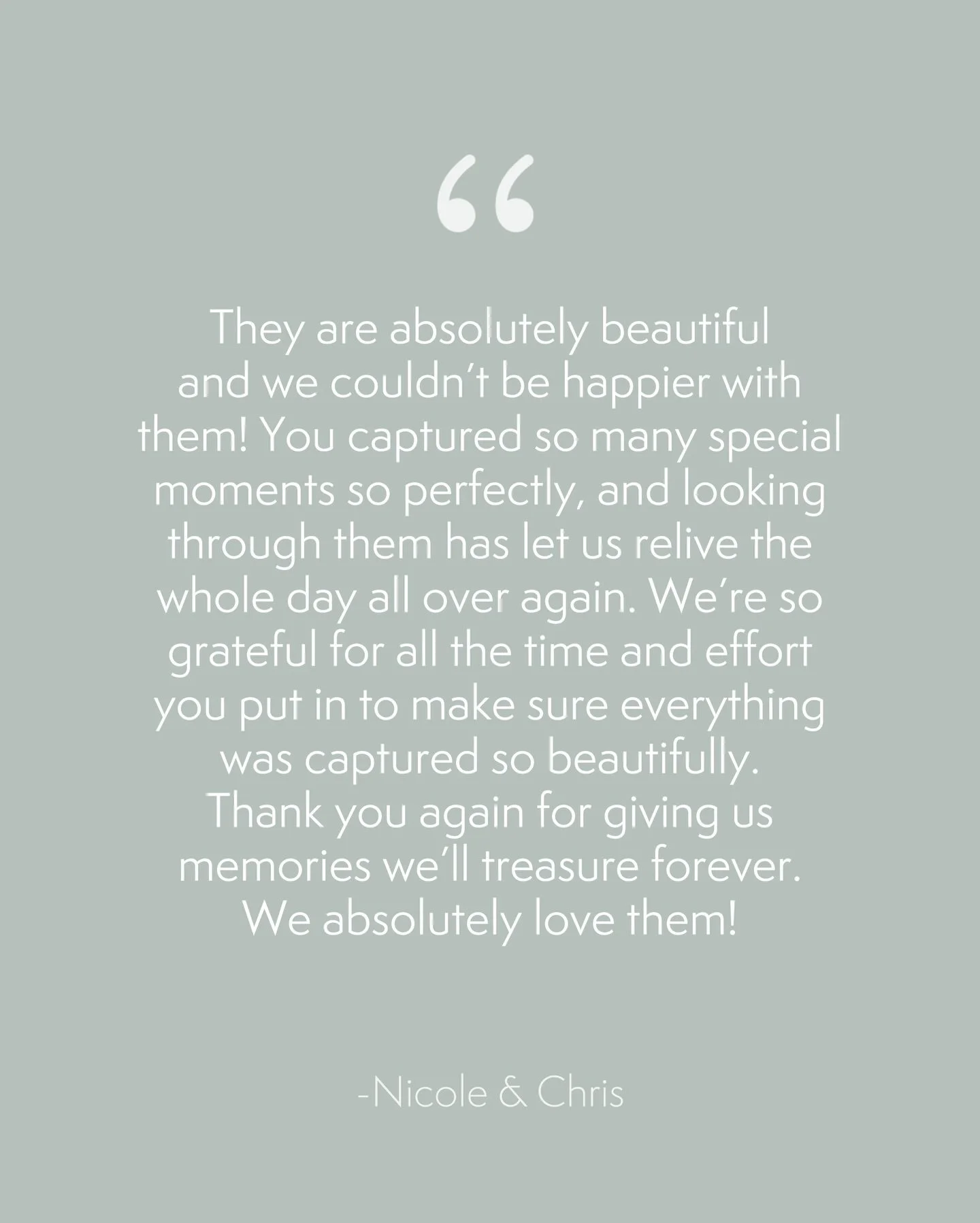 Such kind words from Nicole &amp; Chris 🤍

&ldquo;We just wanted to say a huge thank you now we&rsquo;ve received our wedding photos. 

They are absolutely beautiful and we couldn&rsquo;t be happier with them! You captured so many special moments so