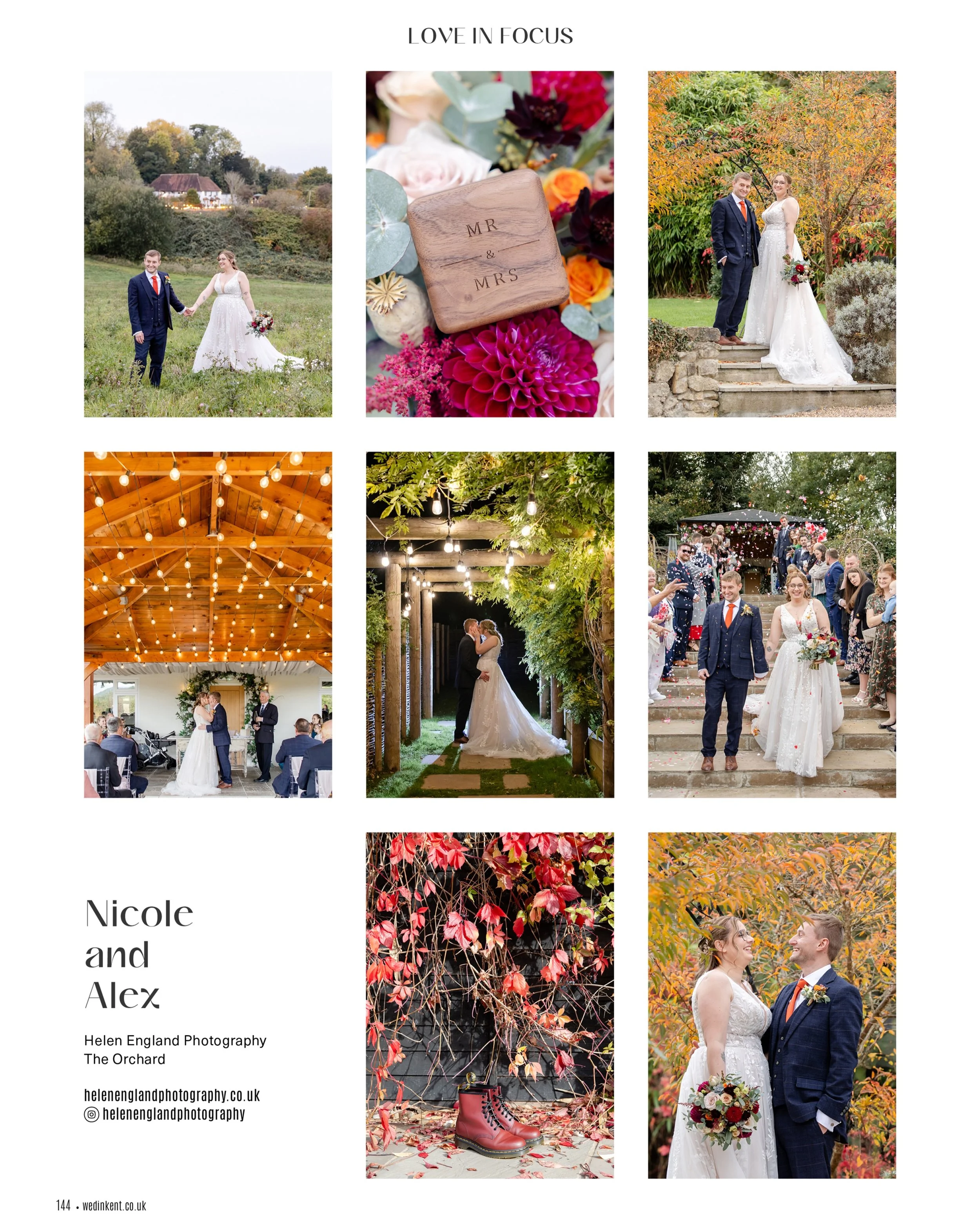 Autumn is here, and so is the brand new autumn edition of Wed in Kent magazine! 🍂🤎

And I&rsquo;m delighted to see some of my images from Nicole &amp; Alex&rsquo;s beautiful autumn wedding at The Orchard featured in the new issue! 

Their October w