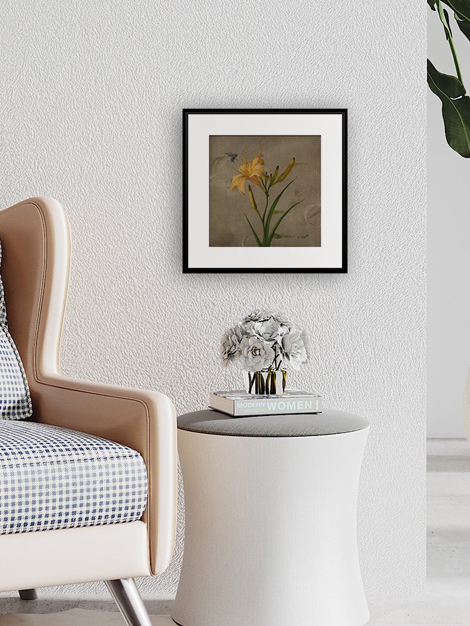 Pause - Pale Orange Day Lily - 10x10 inch Gicleé Print